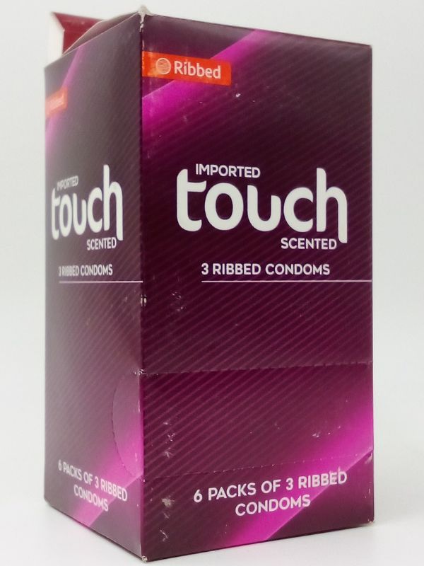 Touch Ribbed Condom Pack - 6 x 3 Ribbed Scented Condoms