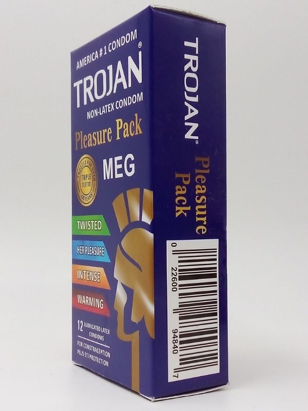 Trojan Condoms Pleasure Pack 12 Count - Deep Stimulating Ribbed Condoms