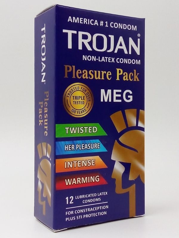 Trojan Condoms Pleasure Pack 12 Count - Deep Stimulating Ribbed Condoms