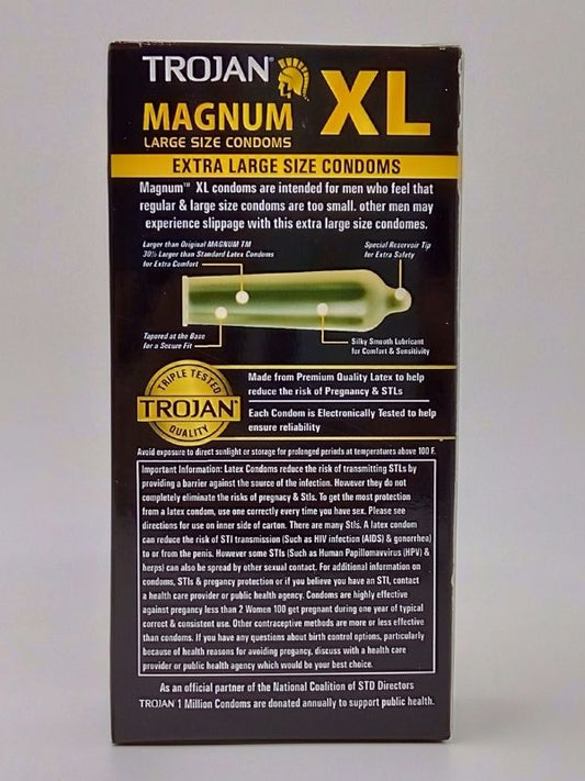 Trojan Magnum Condoms 12 Count - Lubricated Latex Large Size Condoms